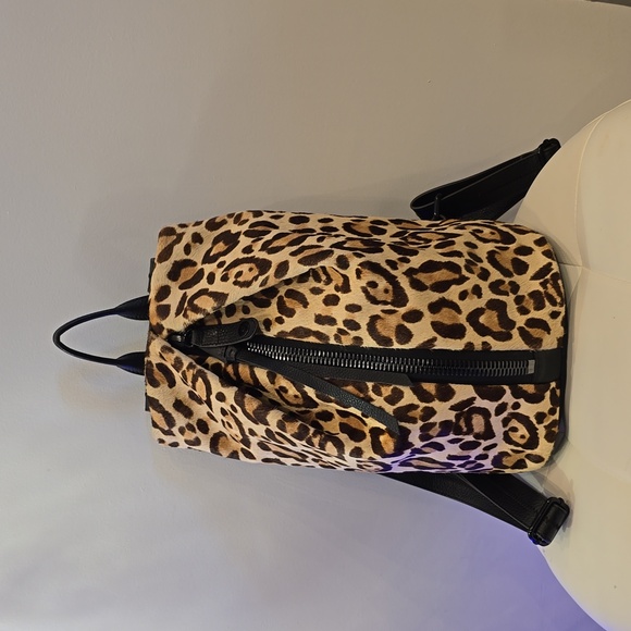 Aimee Kestenberg Handbags - Aimee Kestenberg Calf Fur Black Animal leopard print backpack Leather Purse HOT